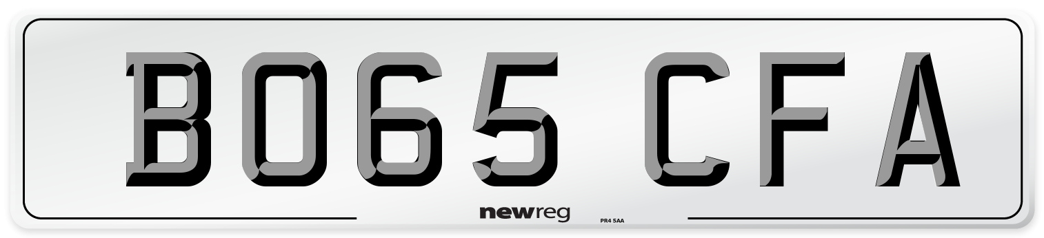 BO65 CFA Number Plate from New Reg